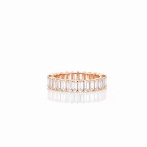 Rose Gold Baguette Eternity Band (.925 Sterling Silver, Cubic Zirconia)